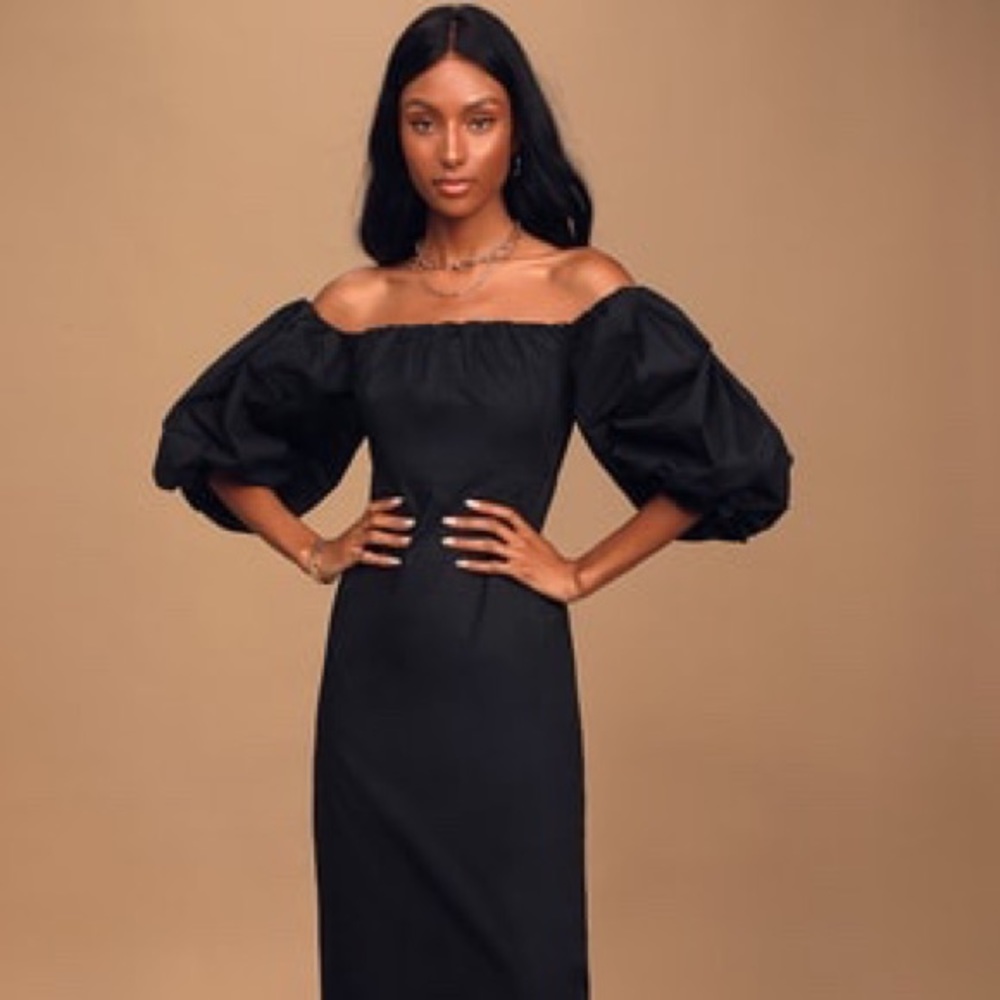 Puff Sleeve Midi Dress